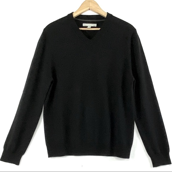 Nordstrom Black Extra Fine Merino Wool V-Neck sweater - Picture 2 of 5